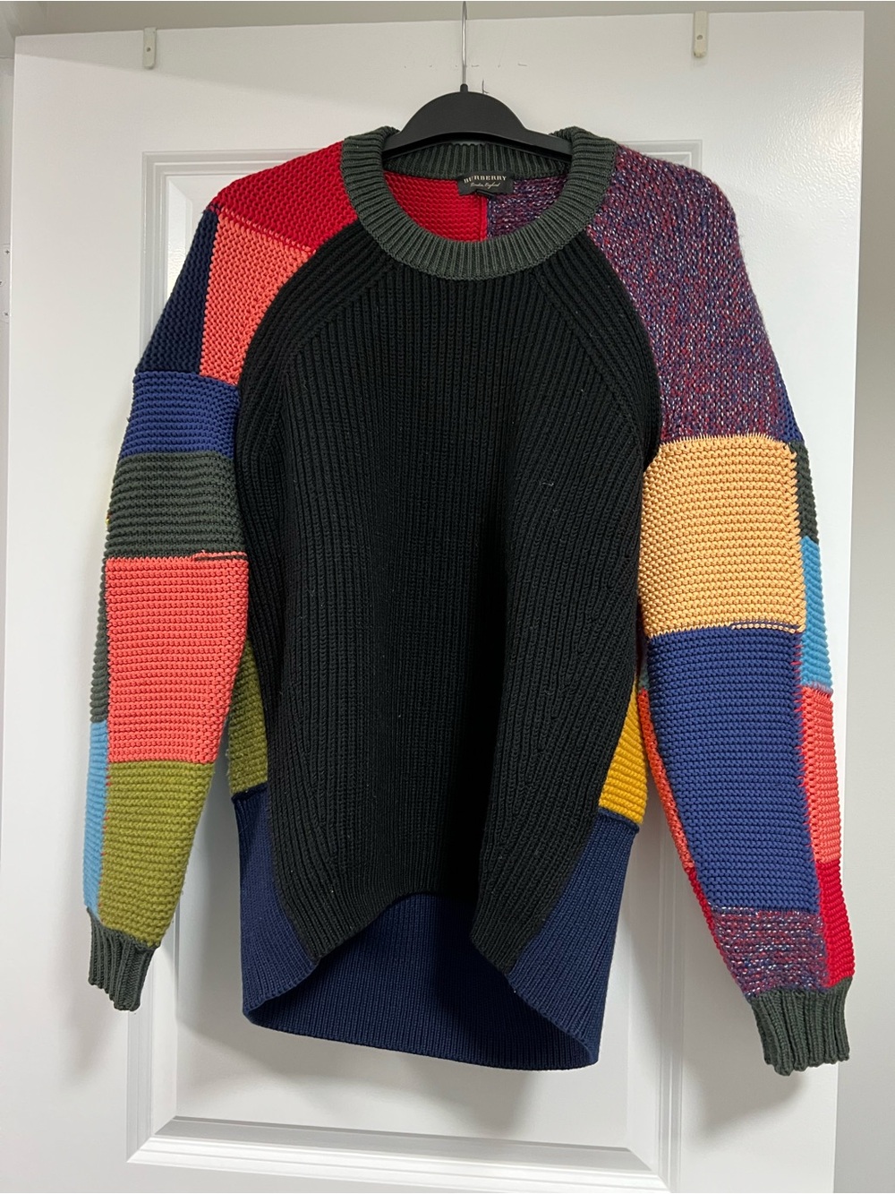 Burberry Multicolor Knit Sweater with Black and Red Accents